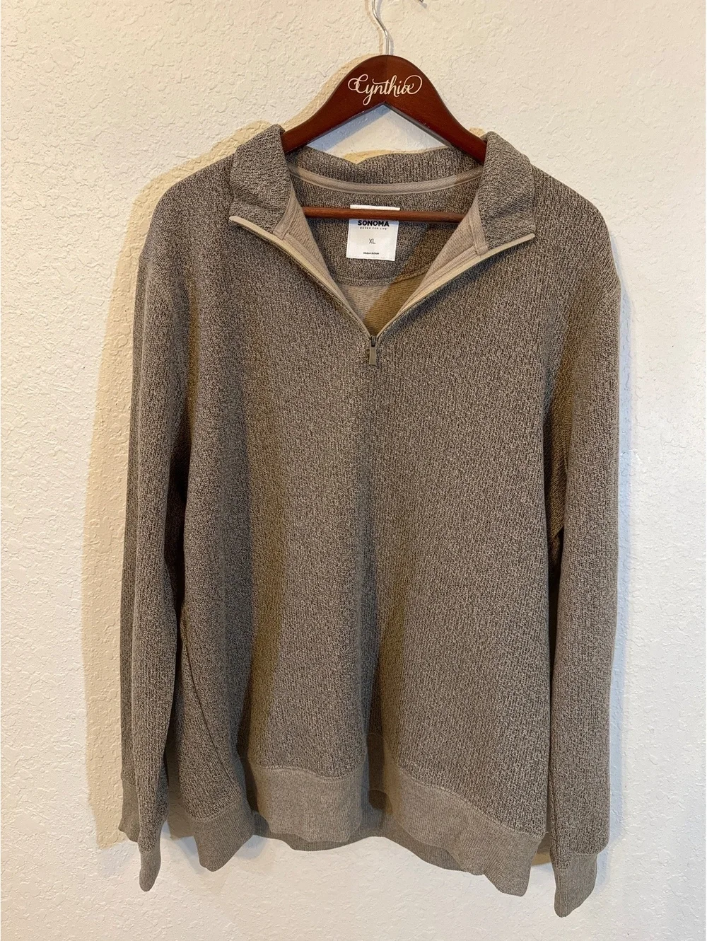 Sonoma Goods For Life Men’s Taupe Oatmeal Quarter Zip Pullover XL